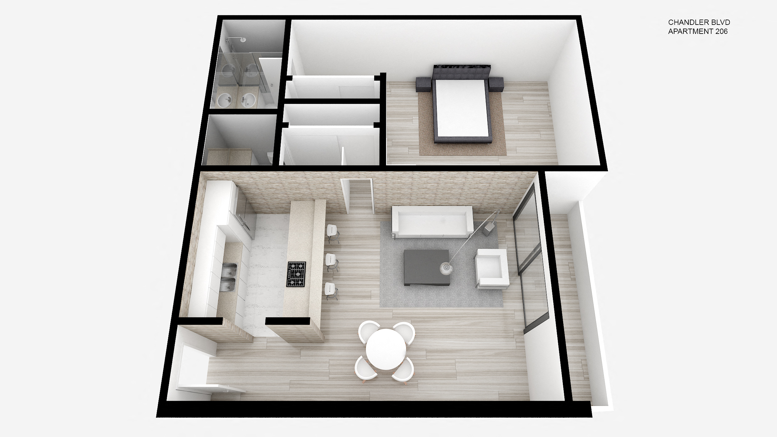 Floor plan for 1 bed, 1.5 baths, 785 sqft